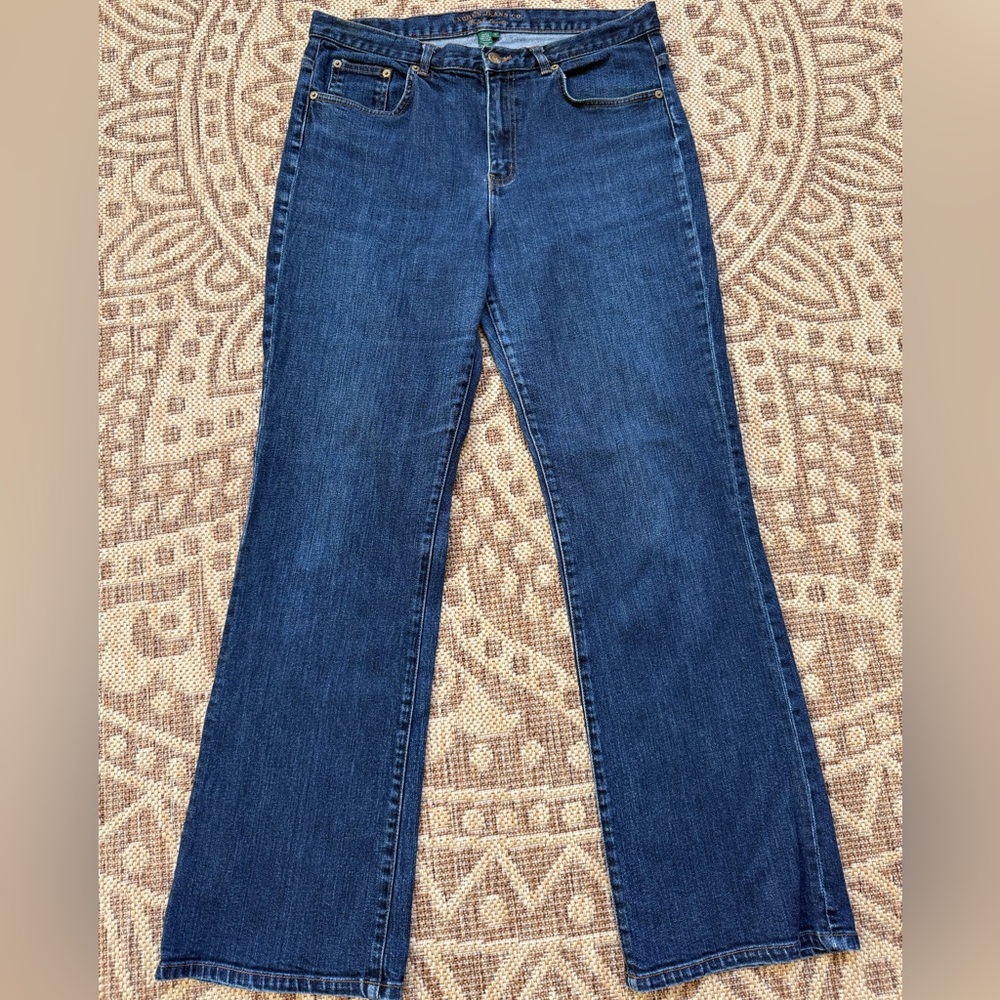 Ralph Lauren Jeans Womens 12 Blue Classic Bootcut Dark Wash Stretch Denim LRL